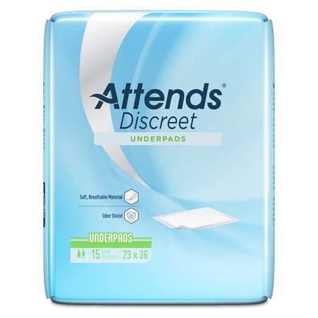 ATTENDS Discreet Disposable Underpads Polymer 23X36" , PK 15 UFS236RG